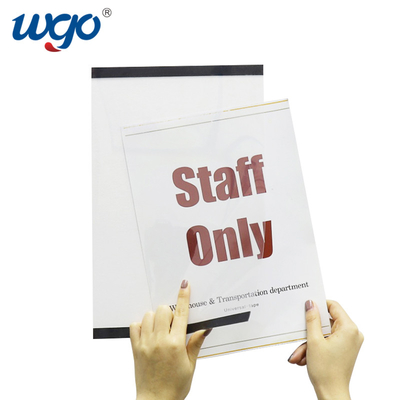 A4 210 مم × 297 مم حامل لافتة مثبت على الحائط ODM مادة بلاستيكية شفافة